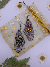 Load image into Gallery viewer, Black glitter wing earrings
