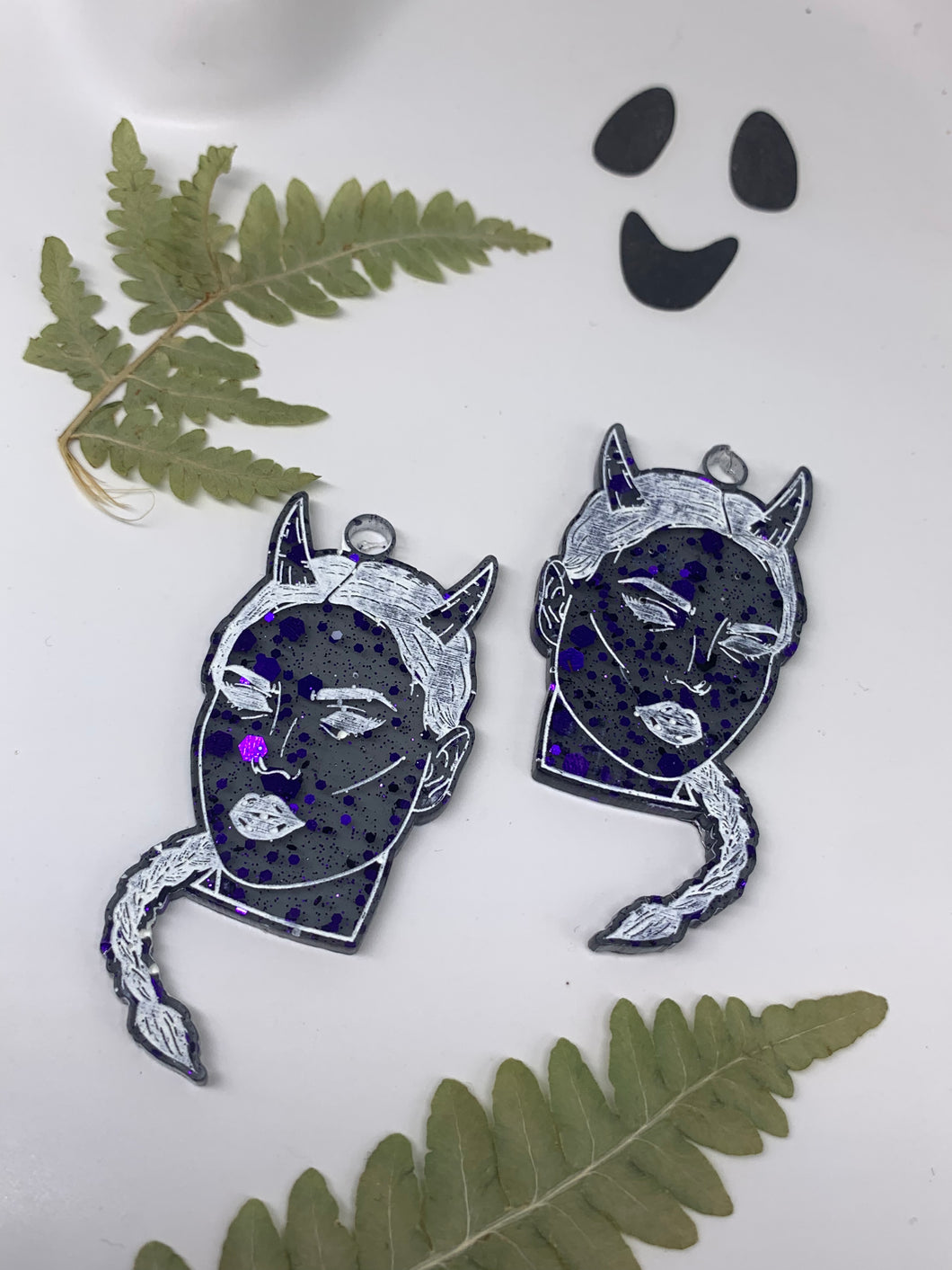 Purple and black girl earrings