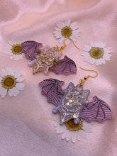 Load image into Gallery viewer, Pink and gold bat earrings
