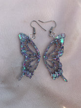 Load image into Gallery viewer, Sliver iridescent butterfly wing earrings
