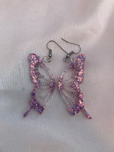 Load image into Gallery viewer, Lavender glitter butterfly wing earrings
