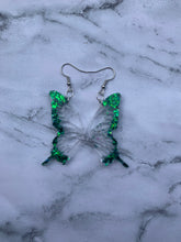 Load image into Gallery viewer, Green butterfly wing earrings (MADE TO ORDER)
