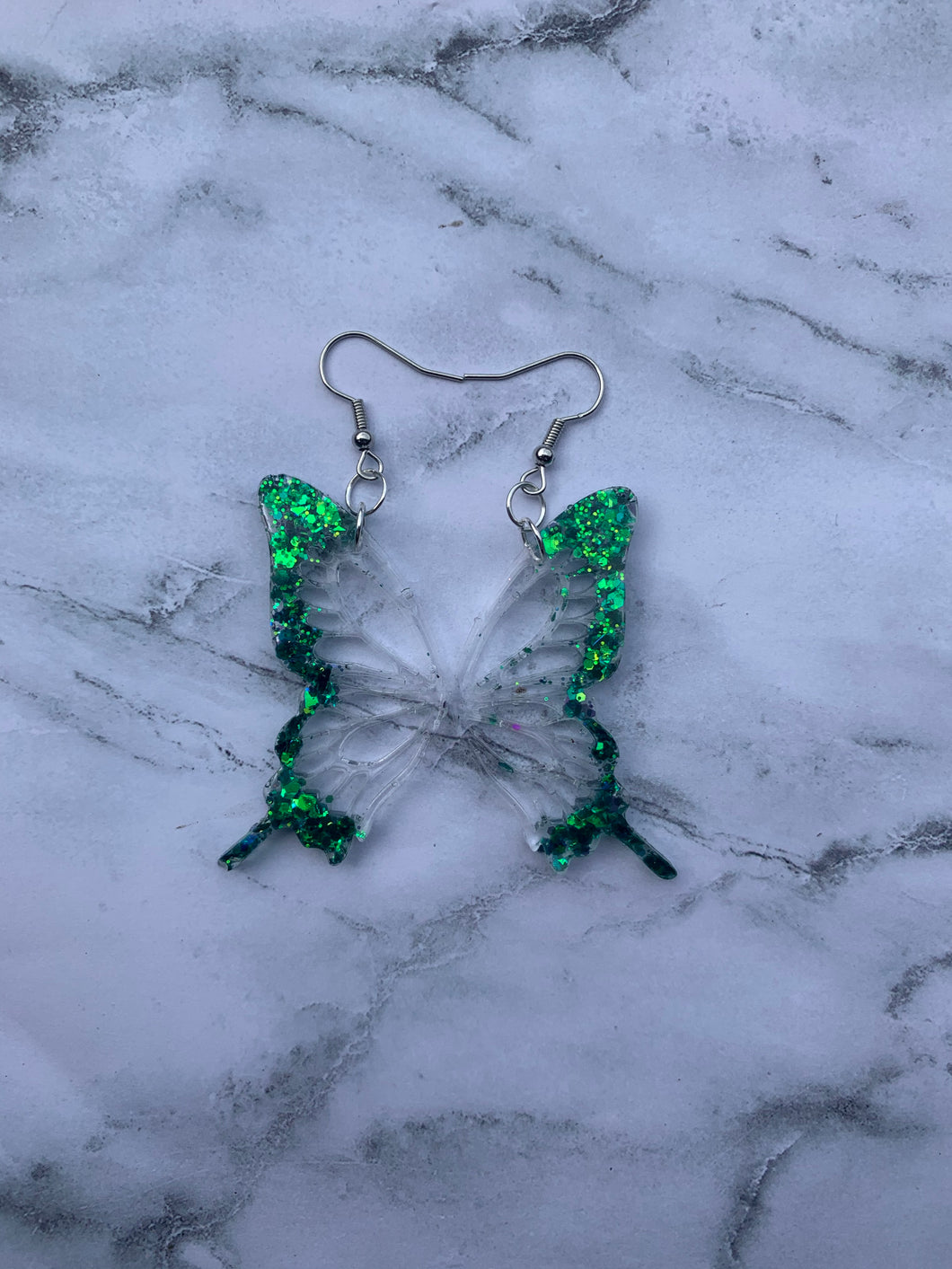 Green butterfly wing earrings (MADE TO ORDER)