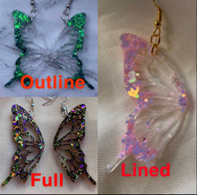 Load image into Gallery viewer, Lavender glitter butterfly wing earrings
