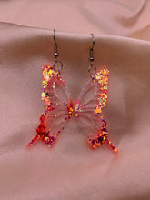 Load image into Gallery viewer, Bright orange butterfly wing earrings
