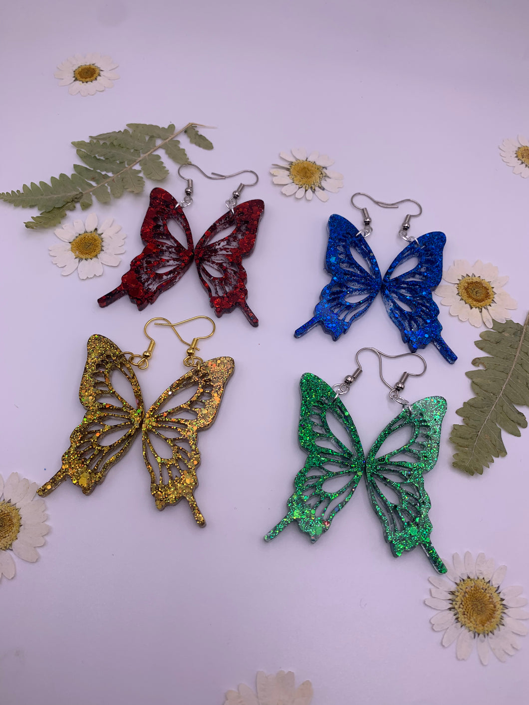 Christmas color butterfly wing earrings