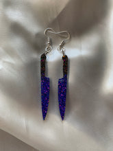 Load image into Gallery viewer, Purple iridescent knife earrings
