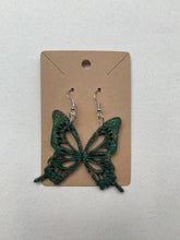 Load image into Gallery viewer, Green butterfly wing earrings (MADE TO ORDER)
