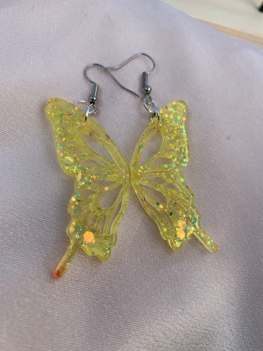 Stained glass butterfly wing earrings (FULL)