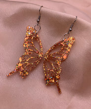 Load image into Gallery viewer, Dark orange butterfly wing earrings
