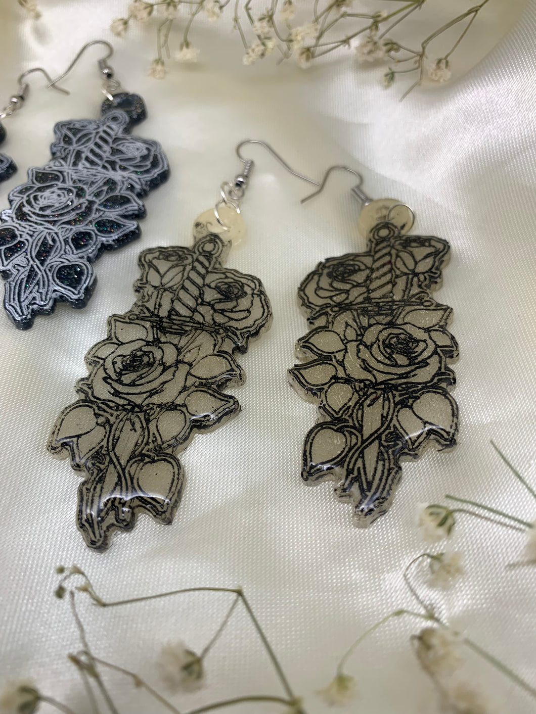 Floral dagger earrings