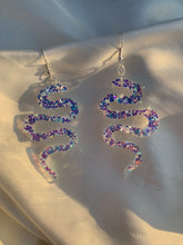 Load image into Gallery viewer, White glow snake earrings
