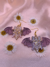 Load image into Gallery viewer, Pink and gold bat earrings
