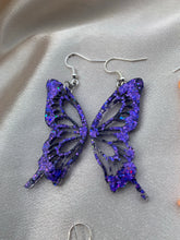 Load image into Gallery viewer, Purple butterfly wing earrings
