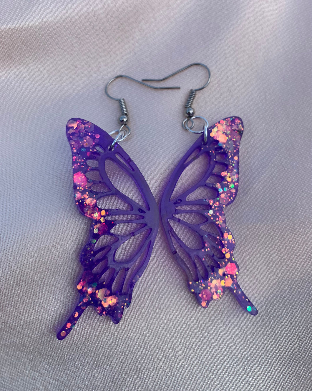 Stained glass butterfly wing earrings (lined)