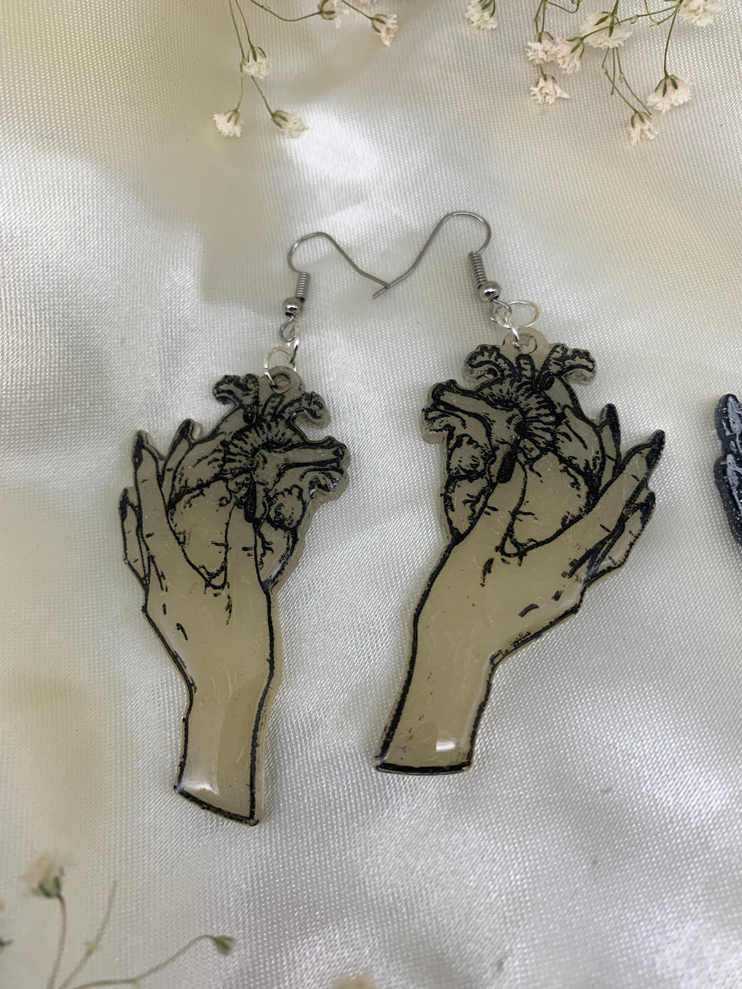 Heart hand earrings