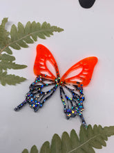 Load image into Gallery viewer, Orange and black butterfly wing earrings
