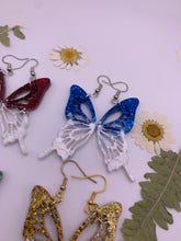 Load image into Gallery viewer, Half&amp;Half Christmas butterfly wing earrings
