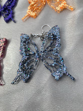 Load image into Gallery viewer, Gray holographic butterfly wing earrings
