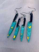 Load image into Gallery viewer, Turquoise and gold knife earrings
