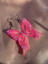 Load image into Gallery viewer, Pink glow in the dark butterfly wing earring
