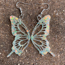 Load image into Gallery viewer, Green butterfly wing earrings (MADE TO ORDER)
