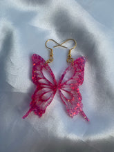 Load image into Gallery viewer, Rose pink butterfly wing earrings
