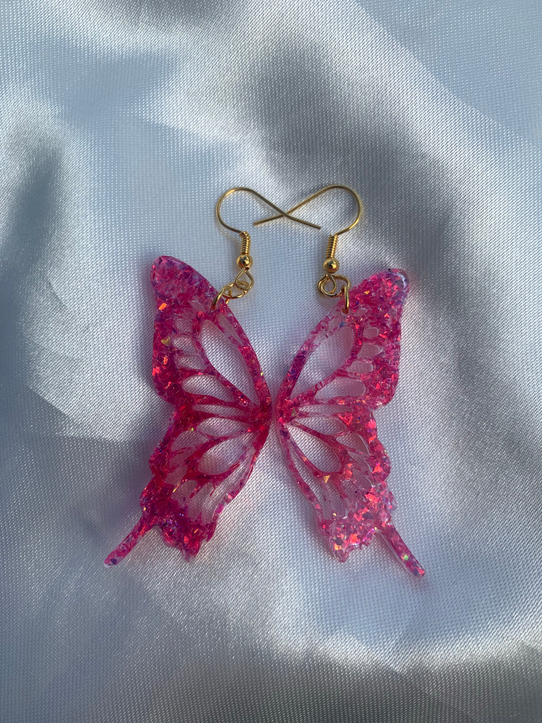 Rose pink butterfly wing earrings