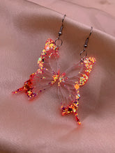 Load image into Gallery viewer, Bright orange butterfly wing earrings
