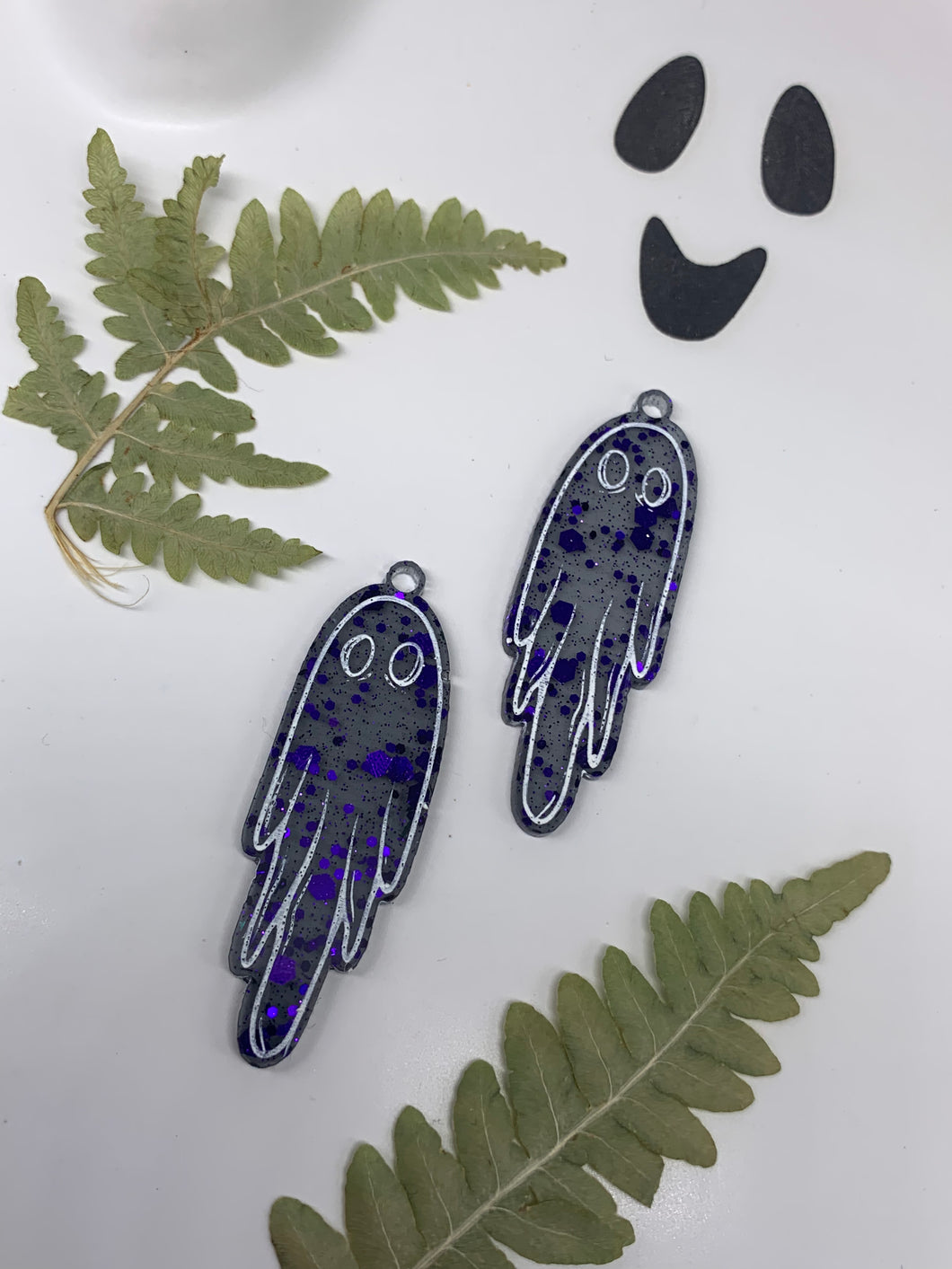 Purple and black ghost earrings