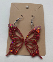 Load image into Gallery viewer, Red butterfly wing earrings (MADE TO ORDER)
